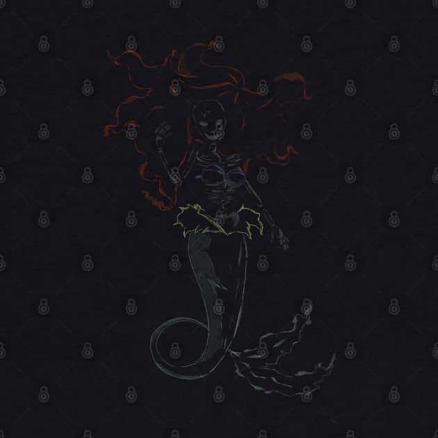 Mermaid Ariel skeleton black by Uwaki